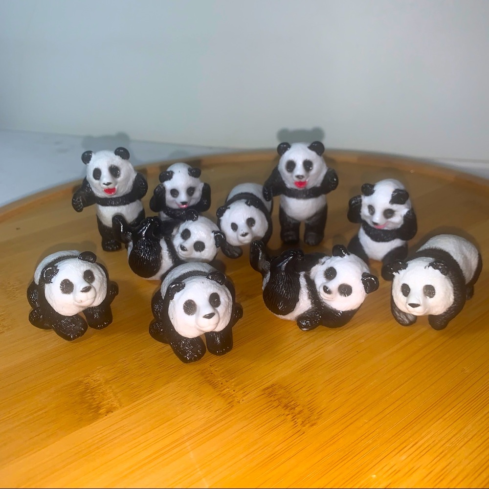 10pcs Panda Figures Animal Bear Toy Gift Cake Topper Home Decor 1-2 cm CUTE
